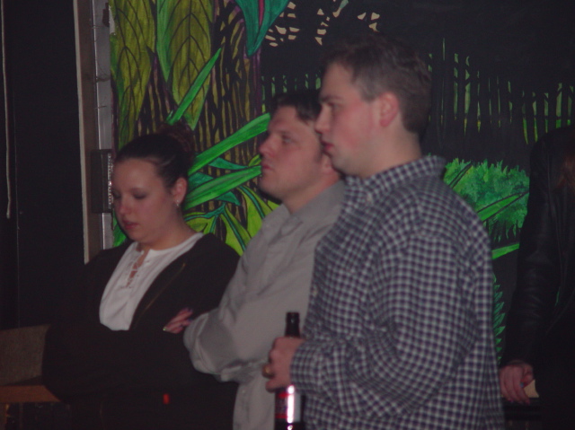 hollowe fans: jacquie, rick, steve at Bleachers, April 16, 2002